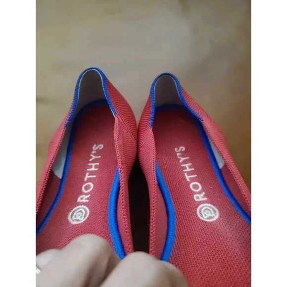 Rothy's The Flat Ballet Red Knit Classic Casual Shoes Women’s US 11 EU 41.5 EUC