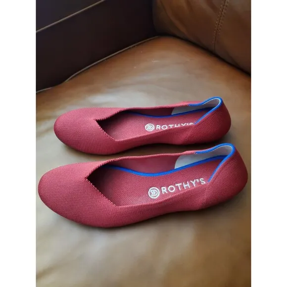 Rothy's The Flat Ballet Red Knit Classic Casual Shoes Women’s US 11 EU 41.5 EUC