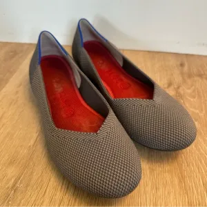 Rothy's The Flat Round Toe Charcoal Gray Knit Shoes Womens 8.5