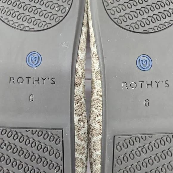 Rothys‎ The Flat Womens 6 Tan Brown Spotted Leopard Slip On Ballet Flats Shoes