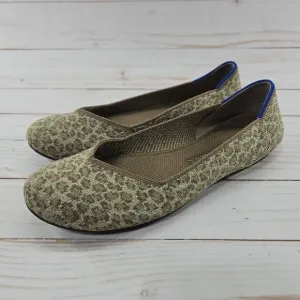 Rothys‎ The Flat Womens 6 Tan Brown Spotted Leopard Slip On Ballet Flats Shoes