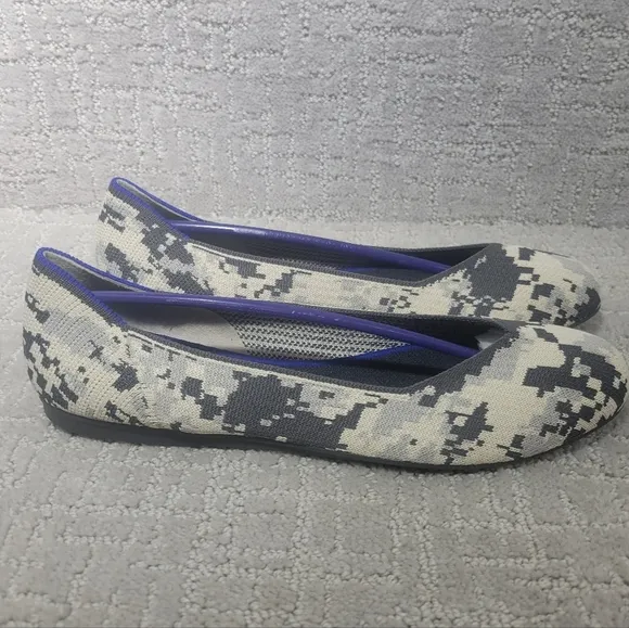 ROTHY’S The Flat Women's Size 10 Ash Gray Camo Round Toe Slip On Shoes RETIRED