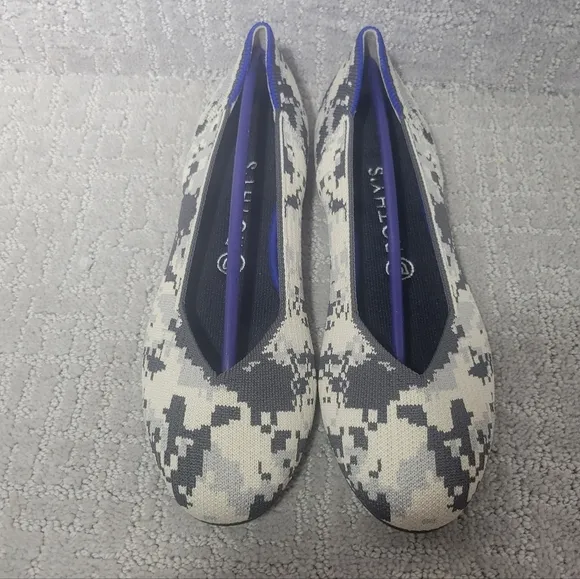 ROTHY’S The Flat Women's Size 10 Ash Gray Camo Round Toe Slip On Shoes RETIRED