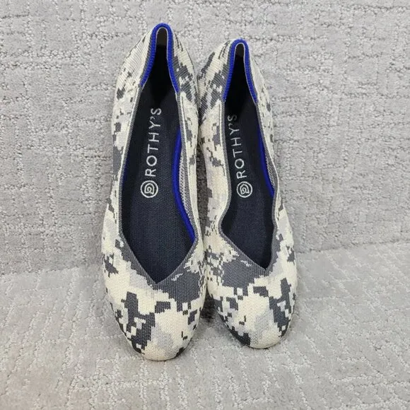 ROTHY’S The Flat Women's Size 10 Ash Gray Camo Round Toe Slip On Shoes RETIRED