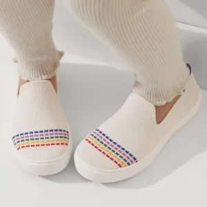 Rothys The Kids Sneaker Youth Kids White Rainbow Accents Slip On Shoes Size 2