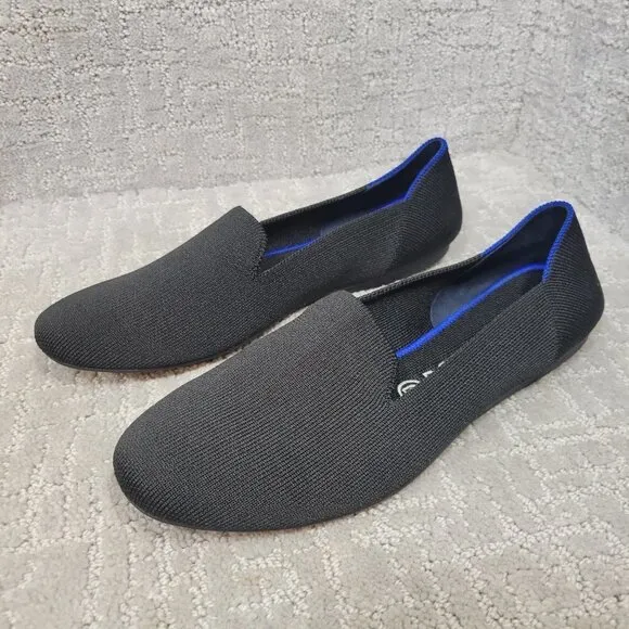 Rothy's The Loafer Black Solid Round Toe Slip On Flat Shoes Womens Size 8.5, 9.5