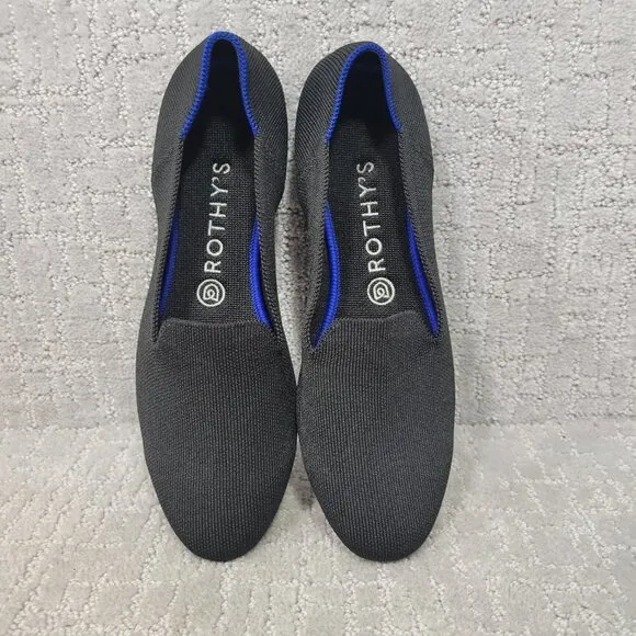 Rothy's The Loafer Black Solid Round Toe Slip On Flat Shoes Womens Size 8.5, 9.5