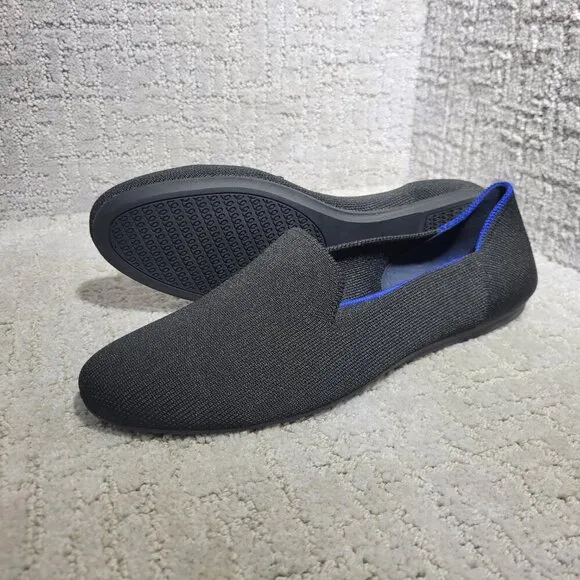 Rothy's The Loafer Black Solid Round Toe Slip On Flat Shoes Womens Size 8.5, 9.5