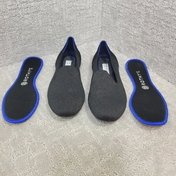 Rothy's The Loafer Black Solid Round Toe Slip On Flat Shoes Womens Size 8.5, 9.5