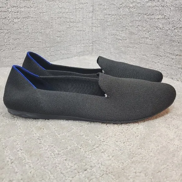 Rothy's The Loafer Black Solid Round Toe Slip On Flat Shoes Womens Size 8.5, 9.5