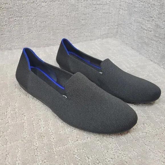 Rothy's The Loafer Black Solid Round Toe Slip On Flat Shoes Womens Size 8.5, 9.5
