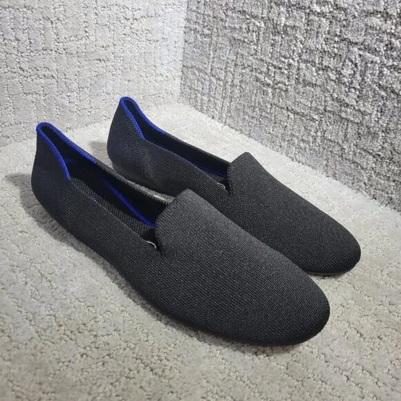 Rothy's The Loafer Black Solid Round Toe Slip On Flat Shoes Womens Size 8.5, 9.5