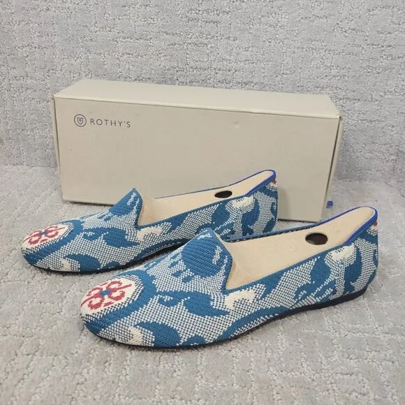 Rothys The Loafer Women's Size 8 US Blue Moroccan Teal Round Toe Slip on Shoes
