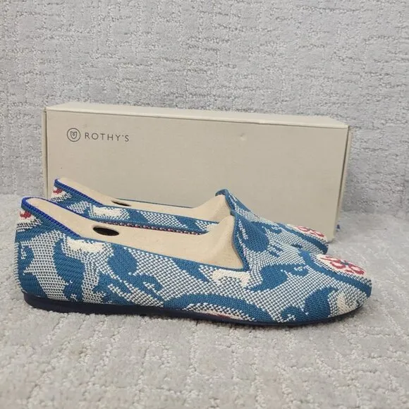 Rothys The Loafer Women's Size 8 US Blue Moroccan Teal Round Toe Slip on Shoes
