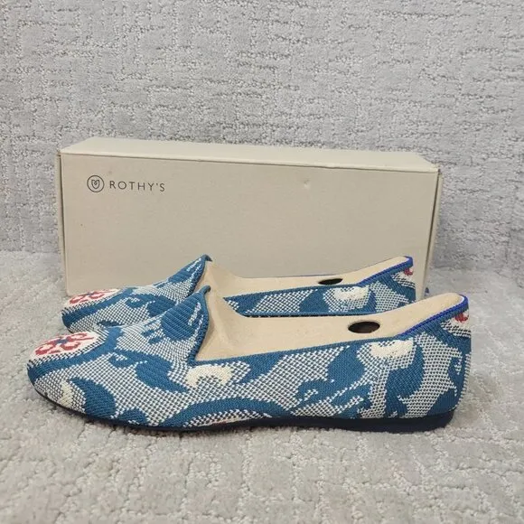 Rothys The Loafer Women's Size 8 US Blue Moroccan Teal Round Toe Slip on Shoes