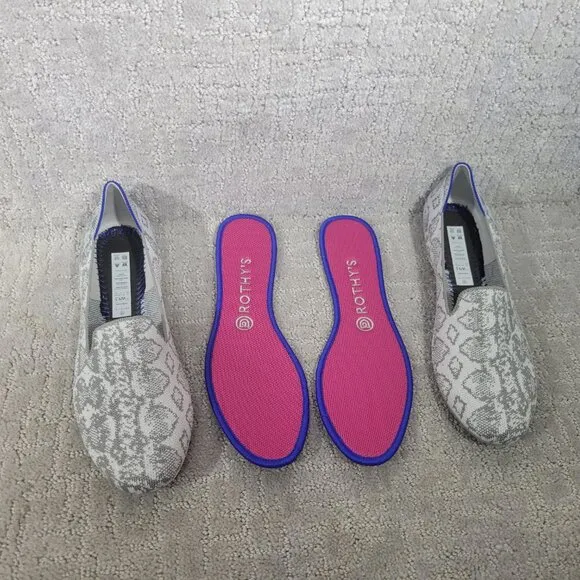 Rothy's The Loafer Women's Size US 9.5 Grey Snake Round Toe Slip on Flat Shoes