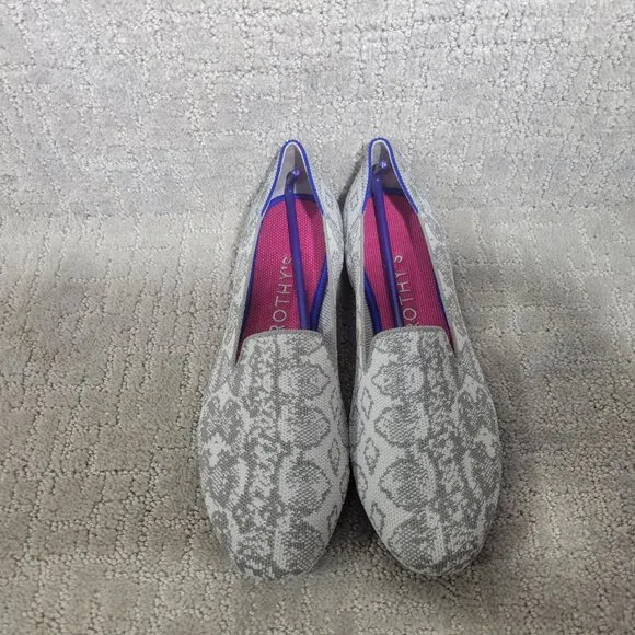 Rothy's The Loafer Women's Size US 9.5 Grey Snake Round Toe Slip on Flat Shoes