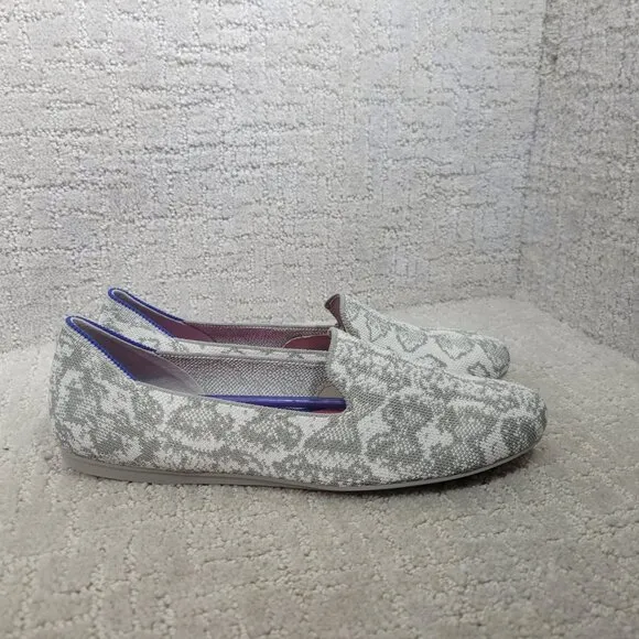Rothy's The Loafer Women's Size US 9.5 Grey Snake Round Toe Slip on Flat Shoes