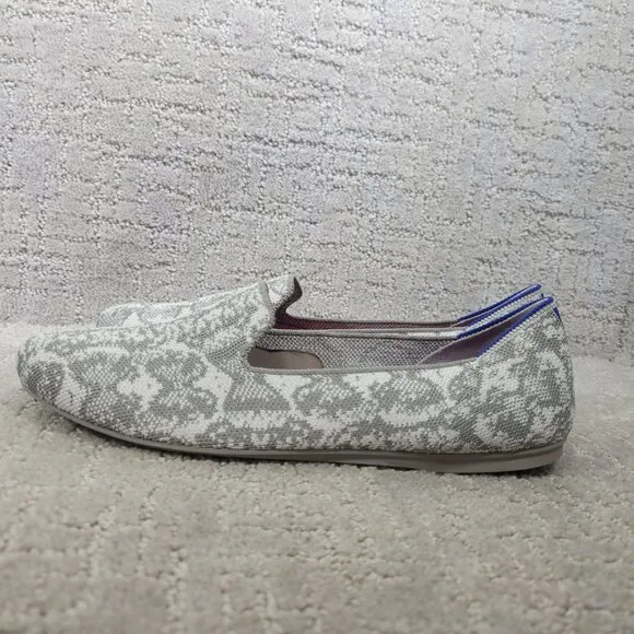 Rothy's The Loafer Women's Size US 9.5 Grey Snake Round Toe Slip on Flat Shoes
