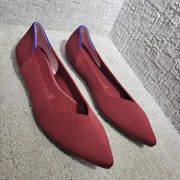 Rothy's The Point Red Cinnamon Pointed Toe Slip On Flat Shoes Multiple Sizes