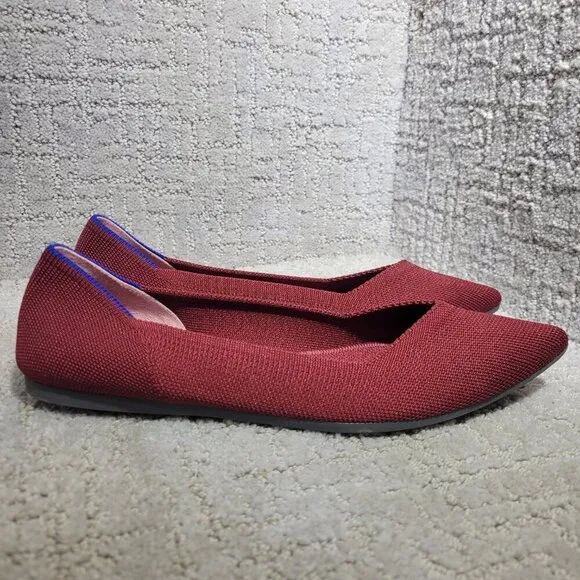 Rothy's The Point Red Cinnamon Pointed Toe Slip On Flat Shoes Multiple Sizes
