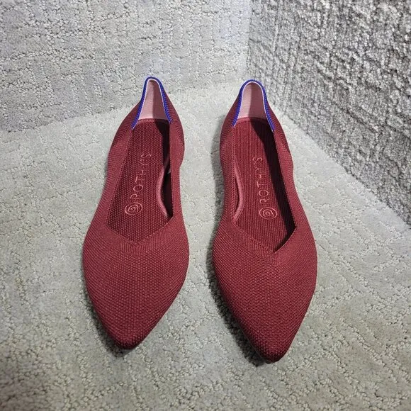 Rothy's The Point Red Cinnamon Pointed Toe Slip On Flat Shoes Multiple Sizes