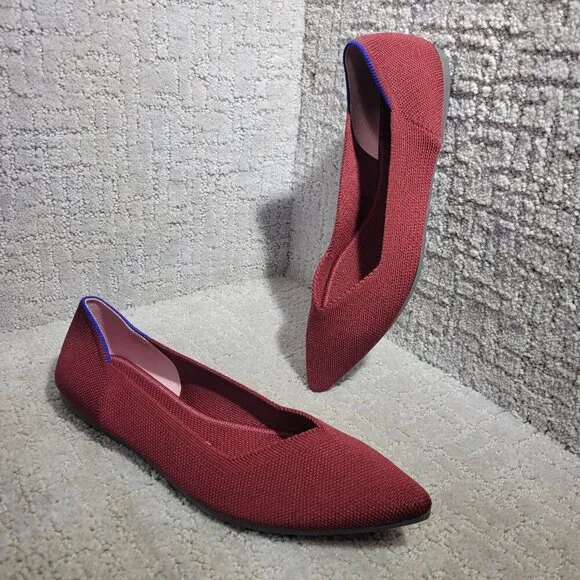 Rothy's The Point Red Cinnamon Pointed Toe Slip On Flat Shoes Multiple Sizes