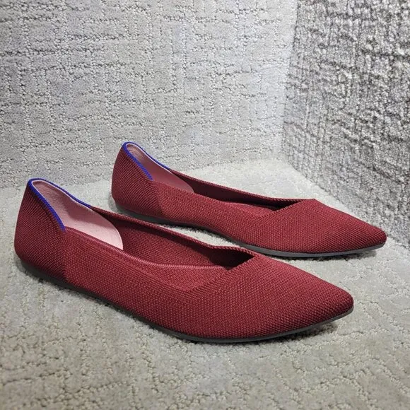 Rothy's The Point Red Cinnamon Pointed Toe Slip On Flat Shoes Multiple Sizes