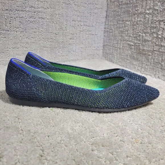 Rothys The Point Women's Size 6.5 US Metallic Lattice Pointed Toe Slip on Shoes