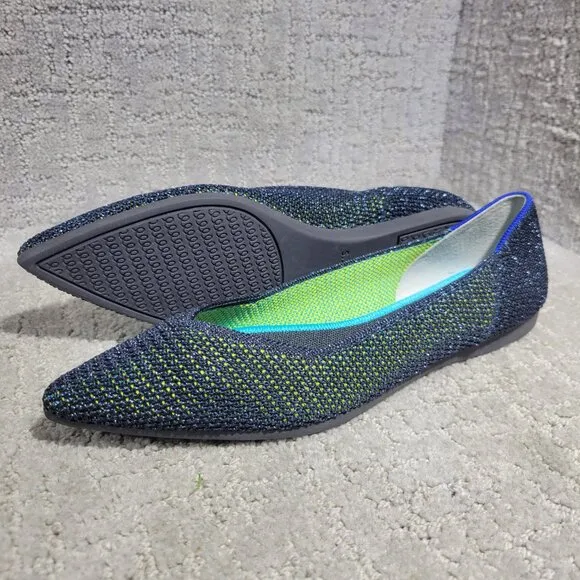 Rothys The Point Women's Size 6.5 US Metallic Lattice Pointed Toe Slip on Shoes
