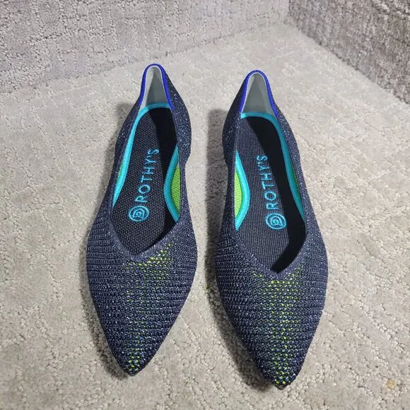 Rothys The Point Women's Size 6.5 US Metallic Lattice Pointed Toe Slip on Shoes