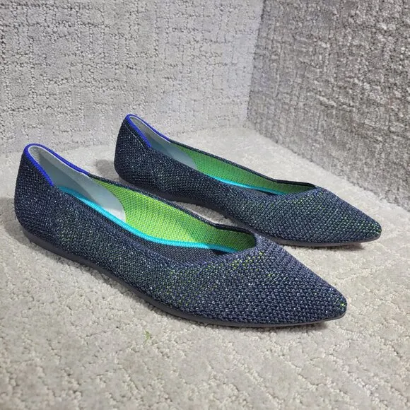 Rothys The Point Women's Size 6.5 US Metallic Lattice Pointed Toe Slip on Shoes