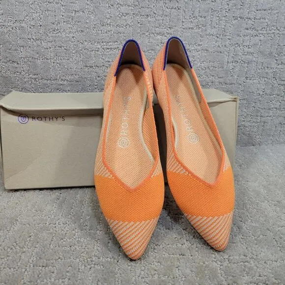 ROTHY'S The Point Womens Size 8.5 Sherbet Flat Ballet Slip On Pointed Toe Shoes