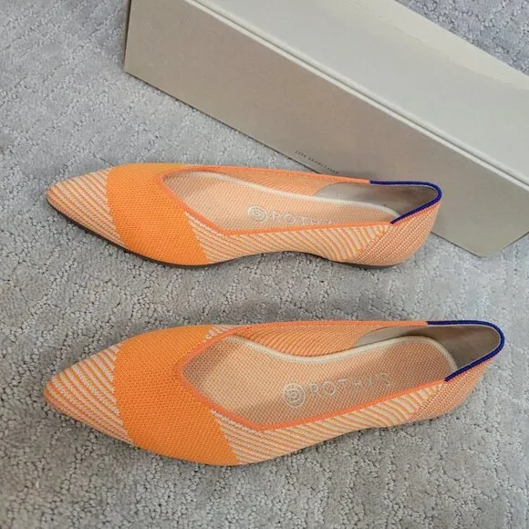 ROTHY'S The Point Womens Size 8.5 Sherbet Flat Ballet Slip On Pointed Toe Shoes