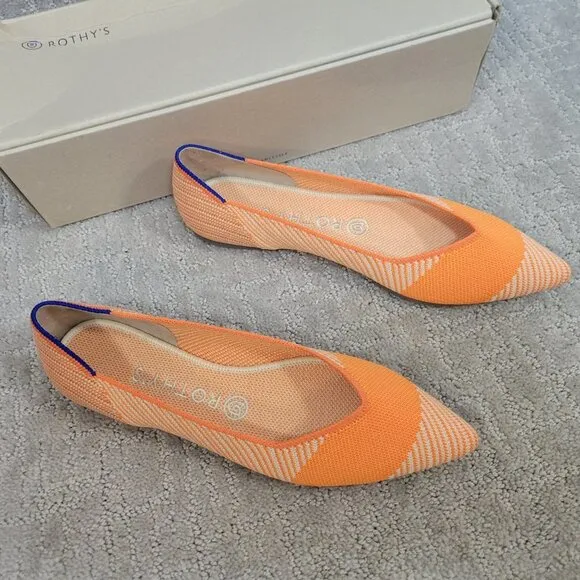 ROTHY'S The Point Womens Size 8.5 Sherbet Flat Ballet Slip On Pointed Toe Shoes
