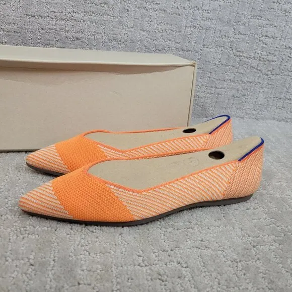 ROTHY'S The Point Womens Size 8.5 Sherbet Flat Ballet Slip On Pointed Toe Shoes