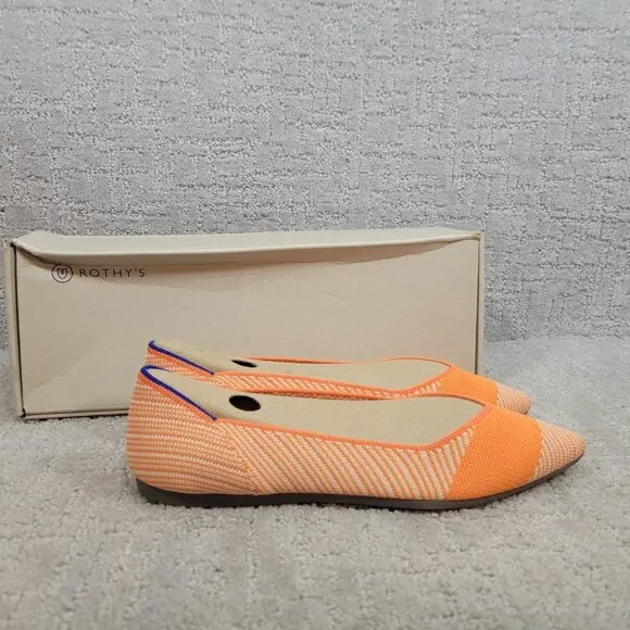 ROTHY'S The Point Womens Size 8.5 Sherbet Flat Ballet Slip On Pointed Toe Shoes