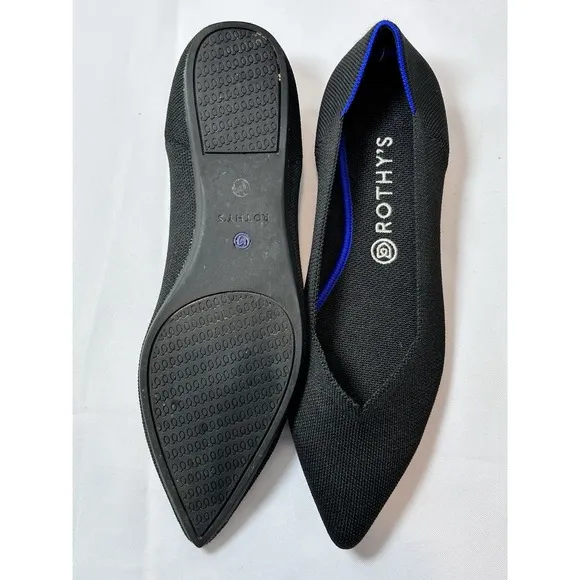 Rothy's The Point Women's Size US 11.5 Black Pointed Toe Flat Slip on Shoes