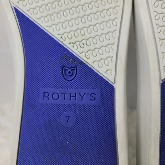 Rothys The Sneaker Womens Slip On Size 7 White Blue Black Shoes