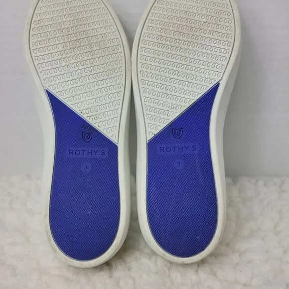 Rothys The Sneaker Womens Slip On Size 7 White Blue Black Shoes