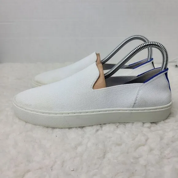Rothys The Sneaker Womens Slip On Size 7 White Blue Black Shoes