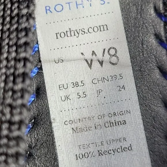 Rothy's The Point In Black In Blue Pointed Toe  Size 8