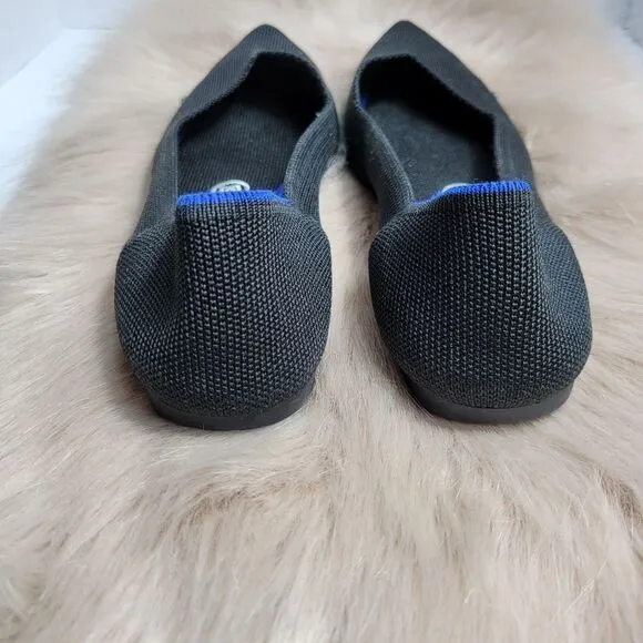 Rothy's The Point In Black In Blue Pointed Toe  Size 8