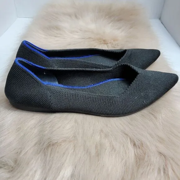 Rothy's The Point In Black In Blue Pointed Toe  Size 8