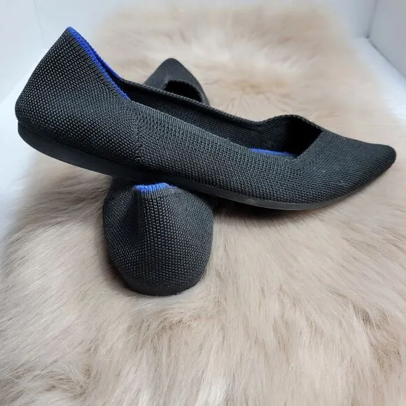 Rothy's The Point In Black In Blue Pointed Toe  Size 8