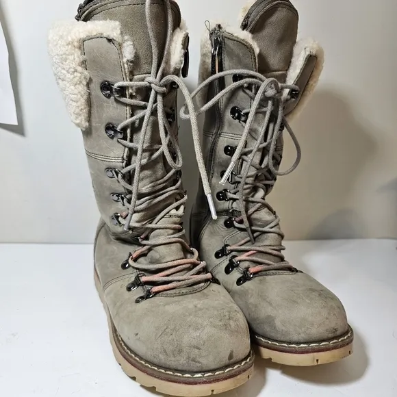 Royal Canadian Louise Waterproof Suede Fur Lined Tall Lace Up Winter Snow Boots