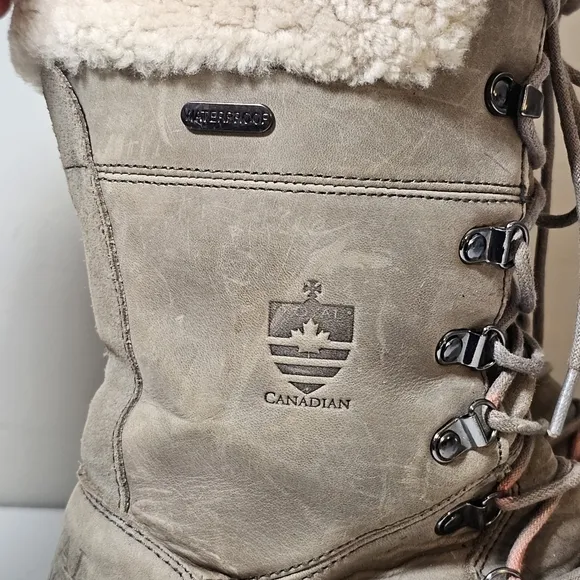 Royal Canadian Louise Waterproof Suede Fur Lined Tall Lace Up Winter Snow Boots