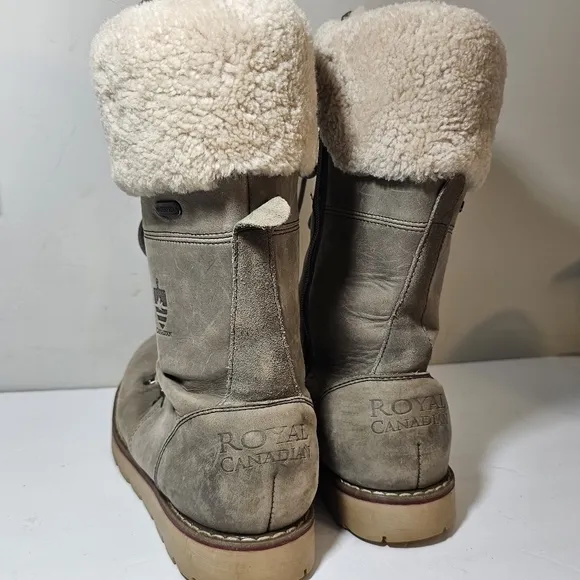 Royal Canadian Louise Waterproof Suede Fur Lined Tall Lace Up Winter Snow Boots