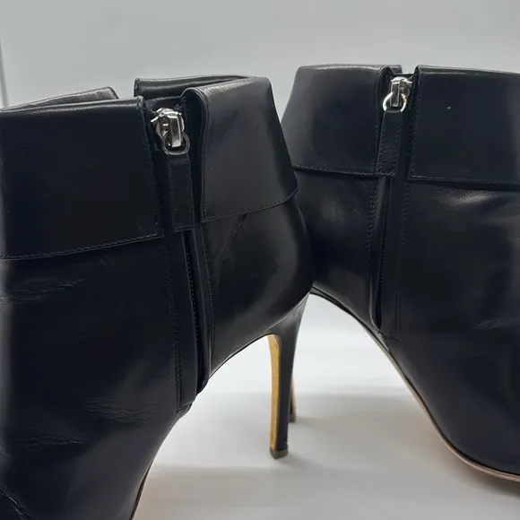 Rupert Sanderson Black Leather Stiletto boots w/Tassels and Peep Toe Sz 36 1/2