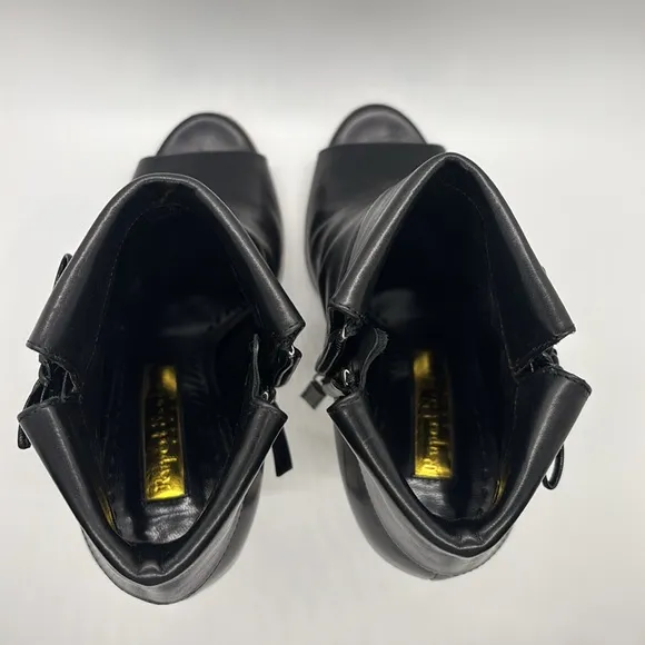 Rupert Sanderson Black Leather Stiletto boots w/Tassels and Peep Toe Sz 36 1/2